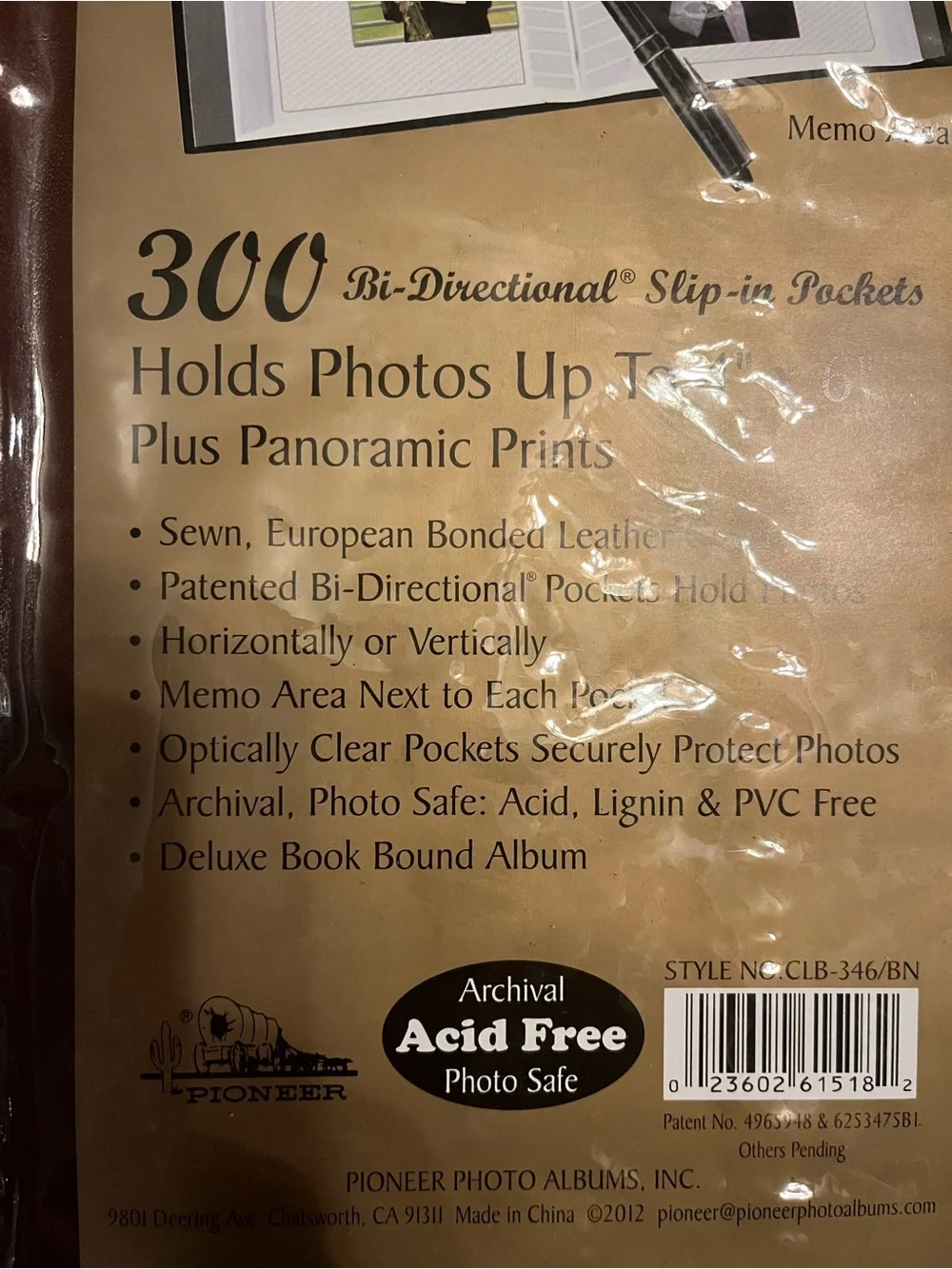 PIONEER Brown Sewn Leather-Bonded Photo Album